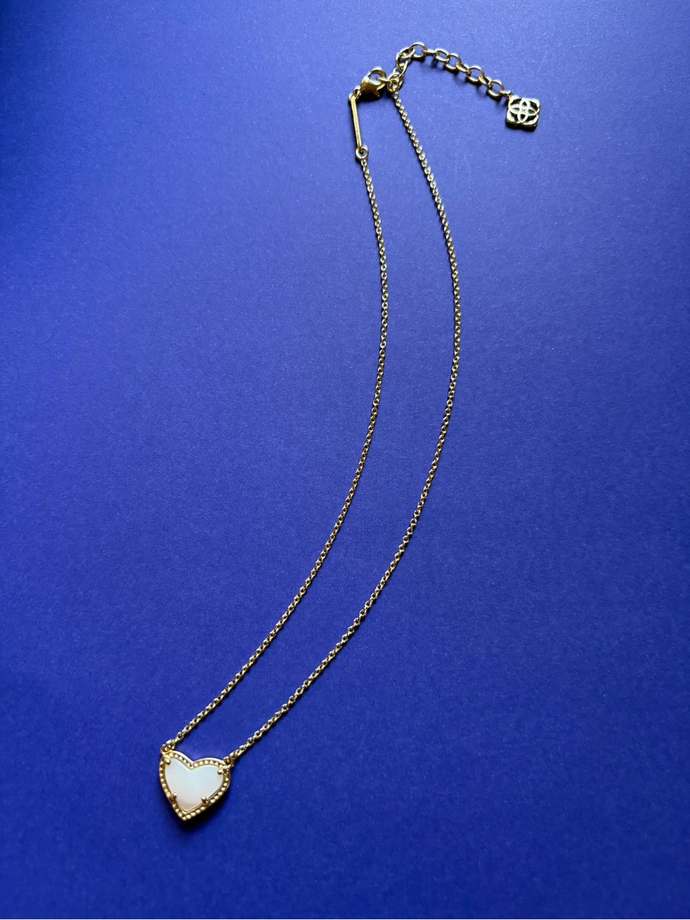 Kendra Scott Gold Heart Necklace with White Inlay